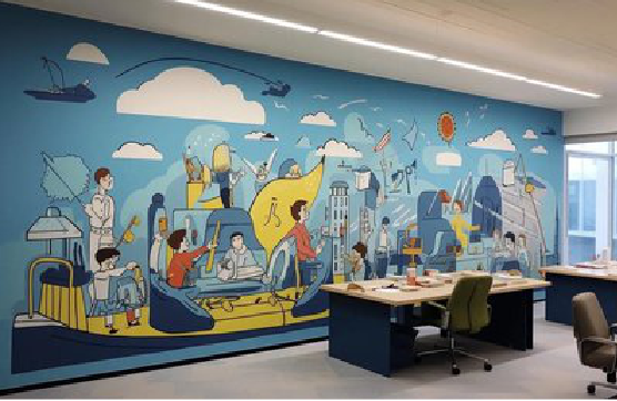 广德办公室墙绘的特点。